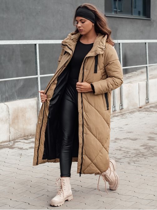 Hosszú női bézs téli kabát Streetfit