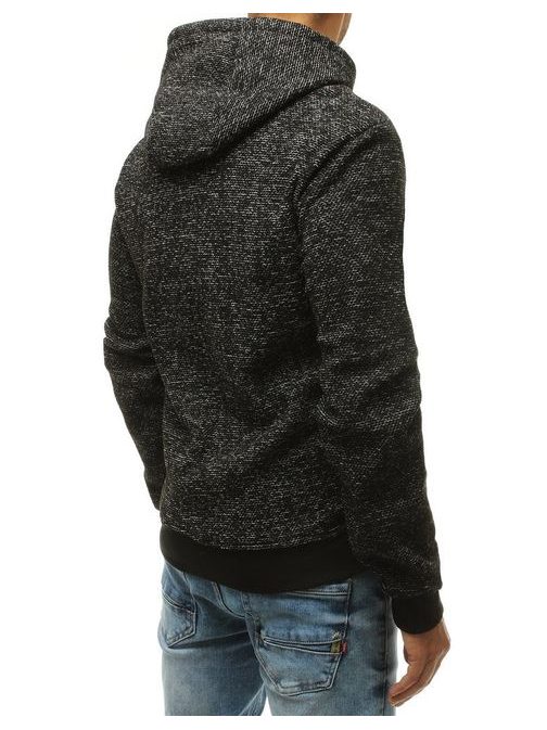 Kombinált fekete kapucnis pulóver