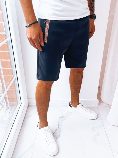 Sportos sötét kék férfi rövidnadrág oldalsó cipzárral