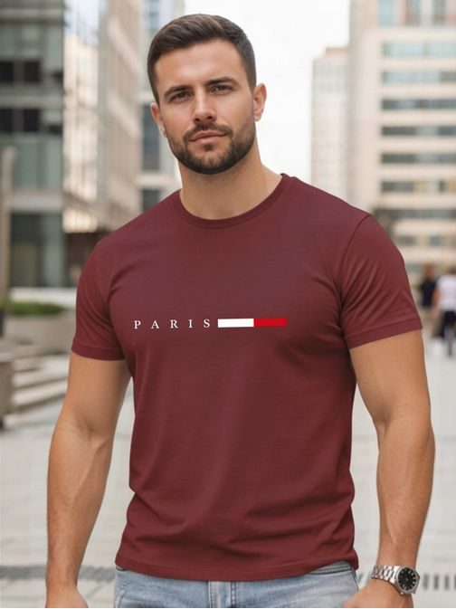 Férfi bordó póló „Paris” felirattal