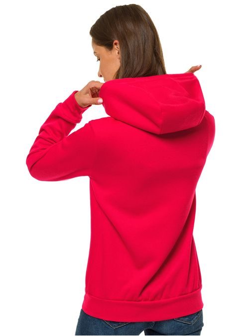 Kényelmes málna színű női kapucnis pulóver JS/W03/59Z