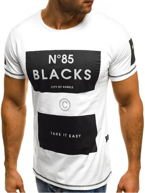 Fehér feliratos póló "BLACKS" OZONEE MECH/2046