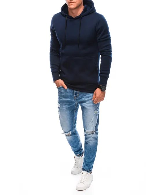 Divatos sötét kék kapucnis pulóver  22FW-018-V5