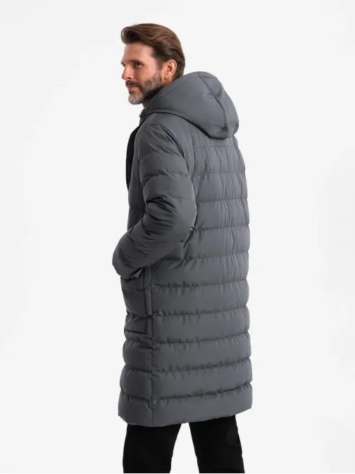 Modern grafit szürke steppelt kabát  V2 JALJ-0177