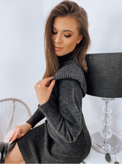 Szürke kötött női garbó ruha Zoya