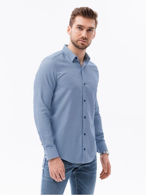 Halvány kék mintás ing K619