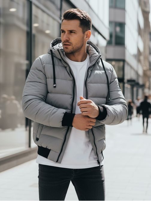 Időtlen szürke téli kabát kapucnival