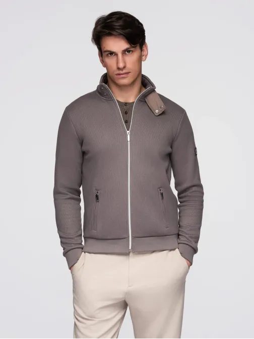 Magas gallérú, kőris színű kötött kabát V2 C645