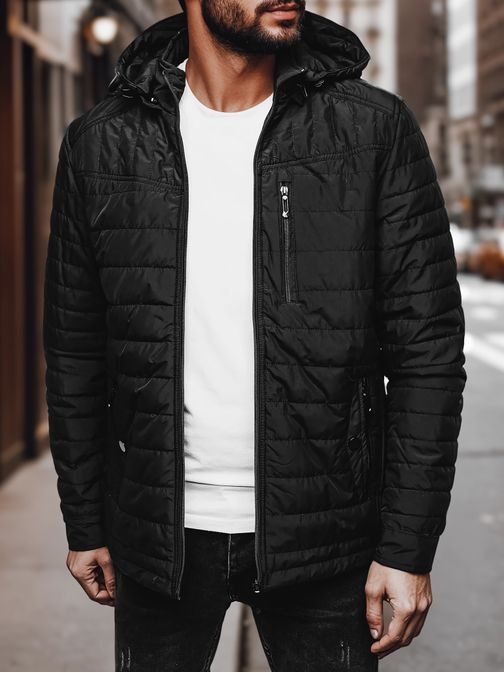 Átmeneti időtlen fekete kabát kapucnival