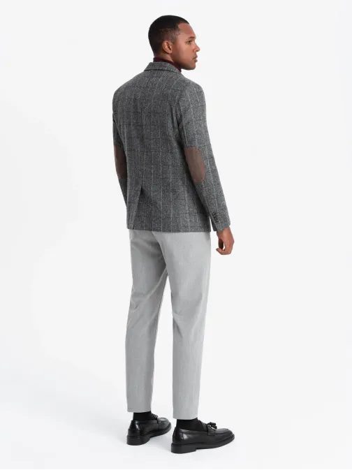 Strukturált szürke férfi kabát V1 BLZB-0137