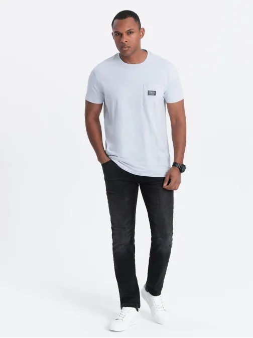 Trendi halvány kék póló dísz zsebbel  V9 TSCT-0109