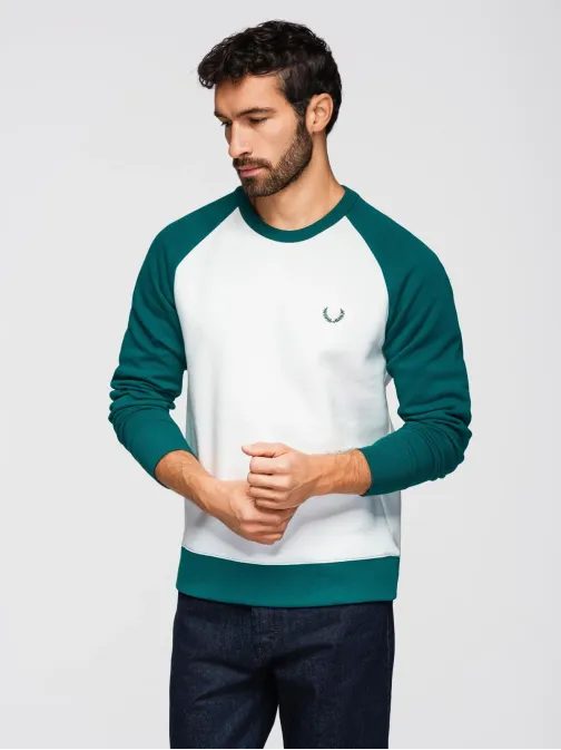 Modern fehér-zöld kapucnis pulóver kapucni nélkül V1 SSNZ-0239