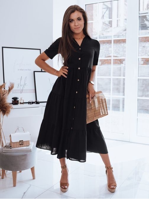 Egyszerű fekete színű ruha Derla