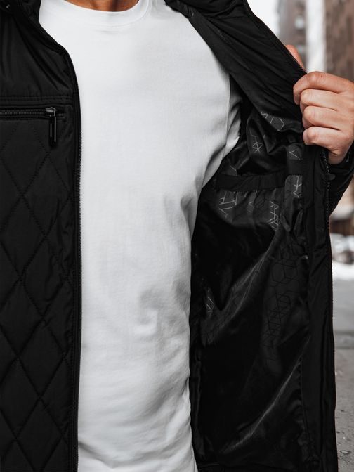 Átmeneti eredeti fekete kabát kapucnival