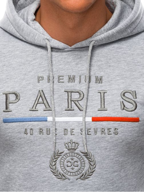 Szürke kapucnis pulóver Premium Paris B1380