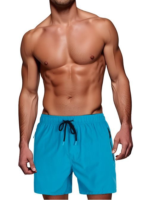 Kék férfi fürdőruha cipzáras zsebekkel