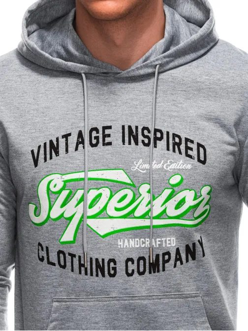 Szürke kapucnis pulóver  B1583