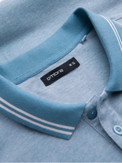 Kék póló ing kontrasztos gallérral V3 POSS-0109