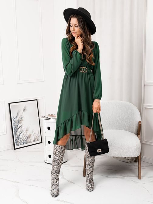 Stílusos sötétzöld női ruha DLR050