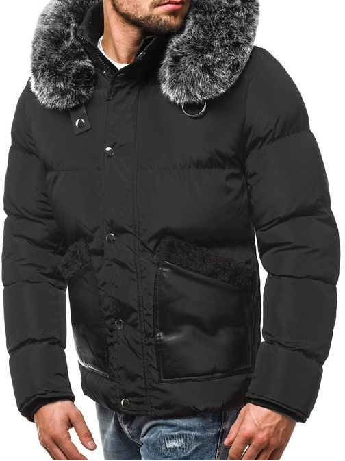 Fekete téli dzseki szőrmével O/99120Z
