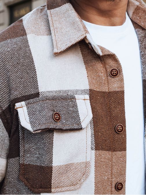 Mellzsebes kockás flanel ing