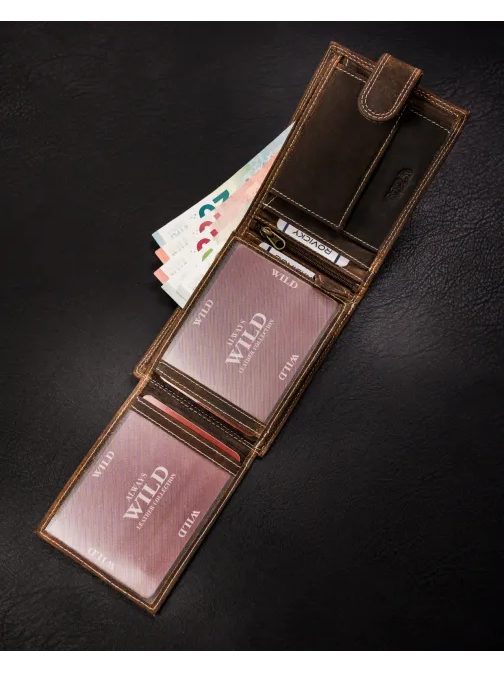 Férfi bőr pénztárca barna színben WILD