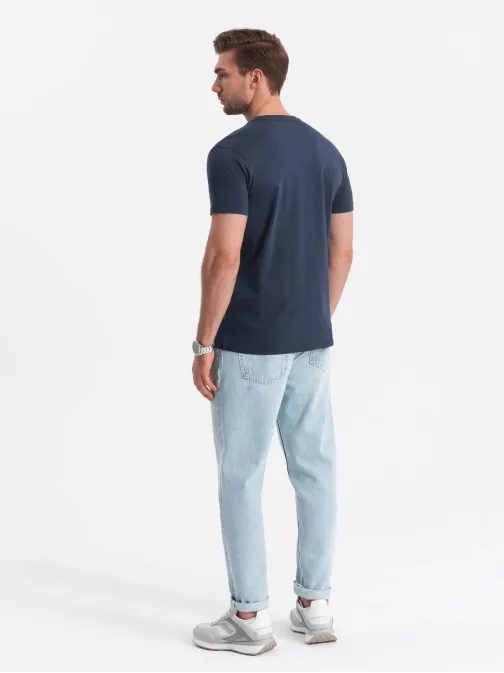 Trendi sötét kék póló dísz zsebbel V10 TSCT-0109