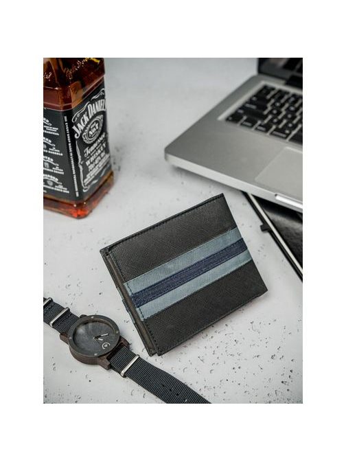 Trendi fekete pénztárca színes díszítéssel