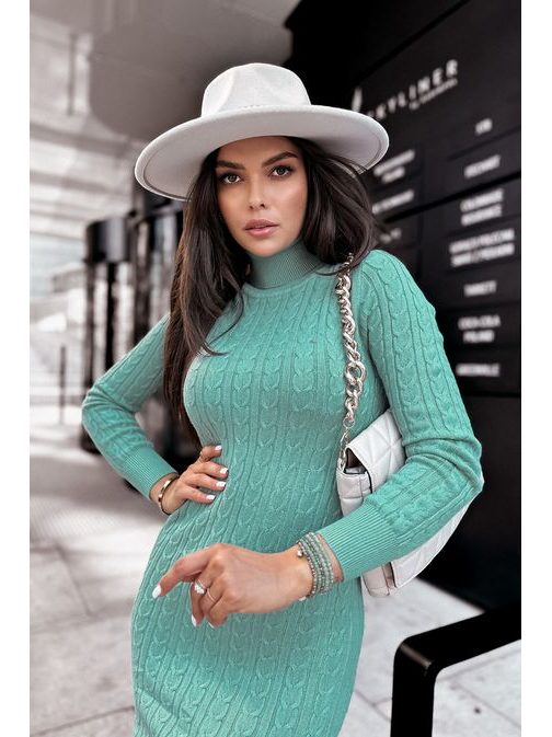 Elegáns zöld színű pulóver ruha Dreamy