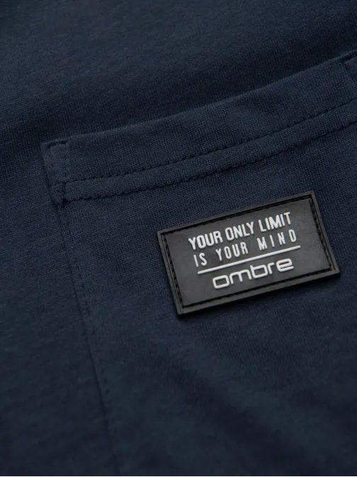 Trendi sötét kék póló dísz zsebbel V10 TSCT-0109