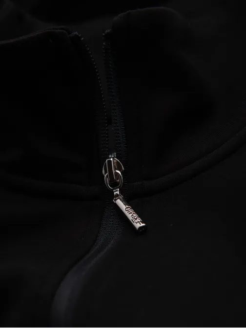 Férfi fekete pulóver logóval és magas gallérral V1 SSZP-0211