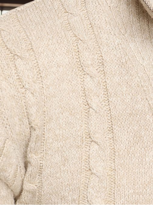 Mintás férfi pulóver cipzárral bézs színben