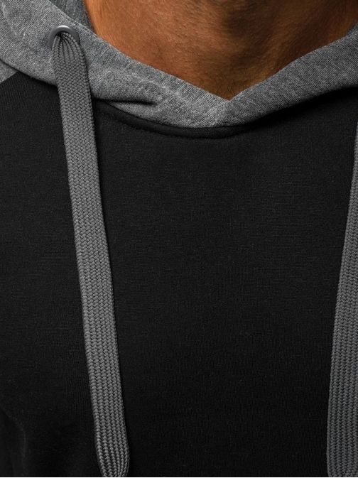 Kétszínű fekete szürke kapucnis pulóver OZONEE JS/TR12