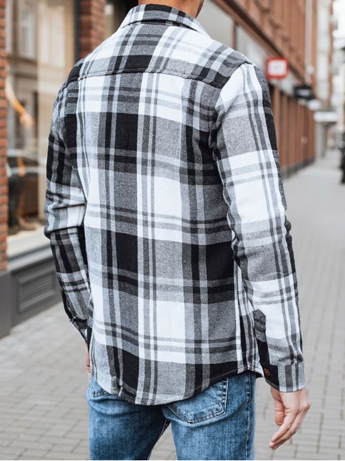 Flanel kockás ing mellzsebekkel fekete és fehér színben
