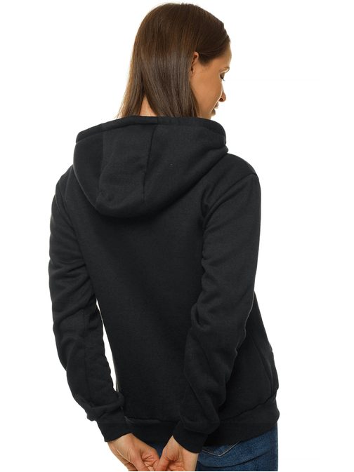 Kényelmes fekete női kapucnis pulóver JS/W03Z
