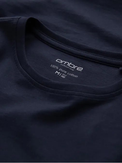 Egyszerű pamut hosszú ujjú póló sötétkék v2 om-lsbl-0106