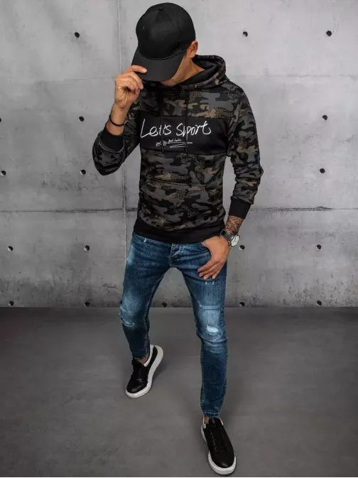 Fekete pulóver terepmintás kivitelben