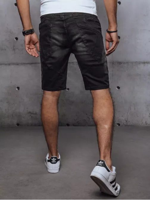 Fekete farmer rövidnadrág osztó varrással