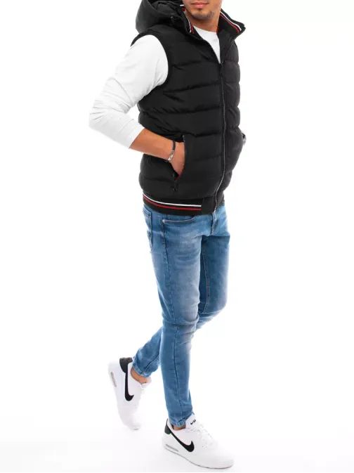 Fekete kapucnis steppelt mellény