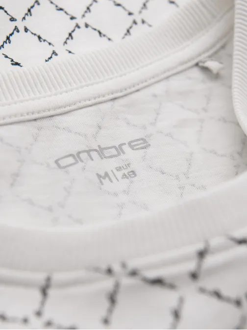 Férfi fehér póló trendi nyomtatással V3 TSFP-0250