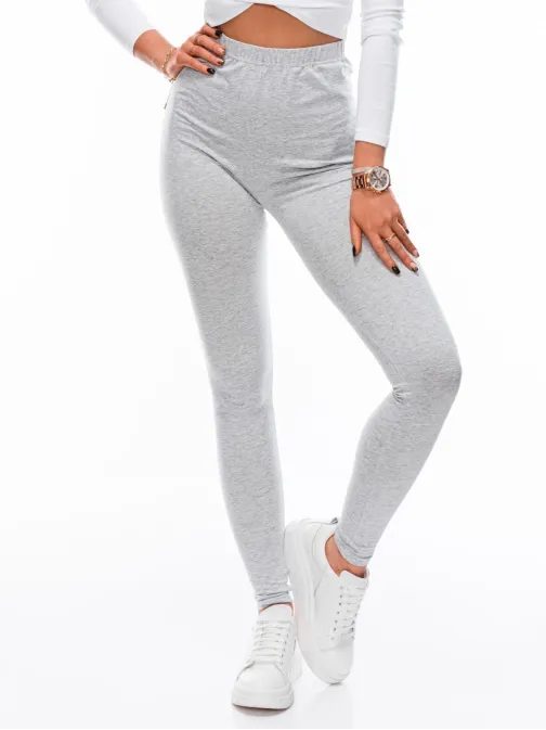 Kényelmes melírozott világosszürke női leggings PLR071