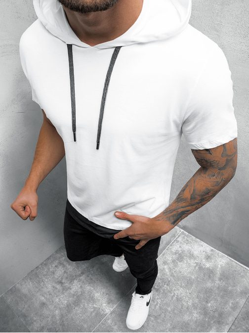 Stílusos fehér kapucnis póló MR/20220