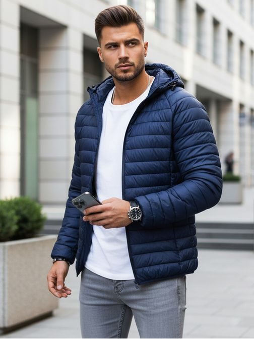 Steppelt sötétkék átmeneti kabát kapucnival