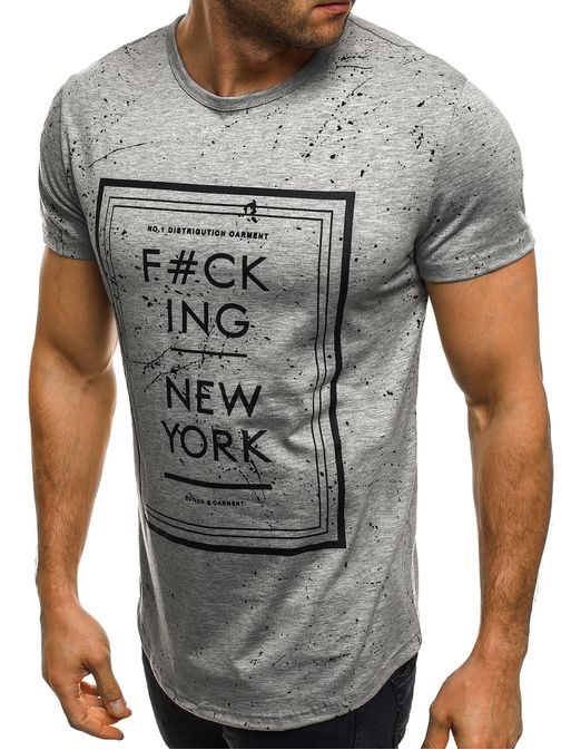 Halvány szürke festék fröcskölt mintás póló  J.STYLE SS180