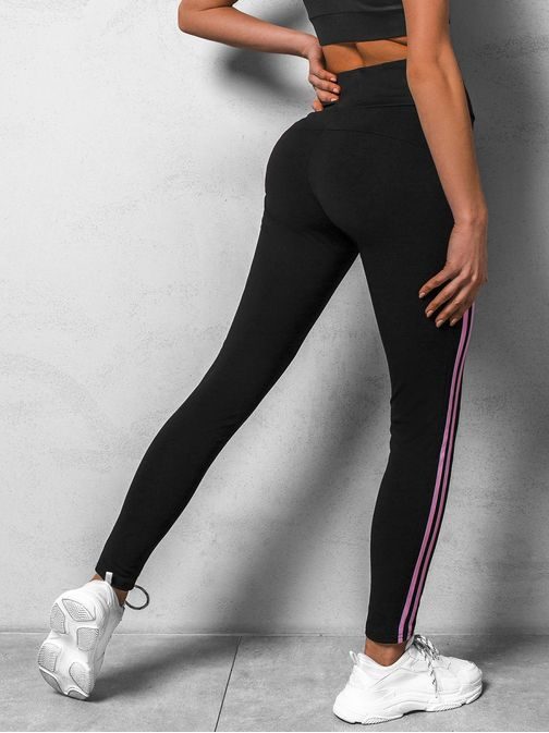 Stílusos fekete-világosrózsaszín női leggings O/TS202/20Z