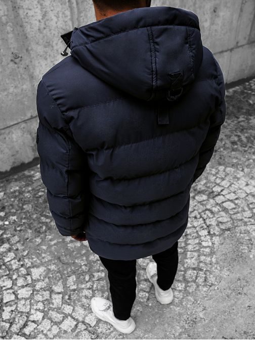 Trendi sötét kék steppelt téli kabát N/7330