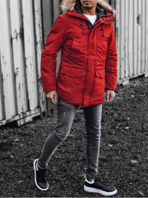 Fantasztikus piros téli párka kabát