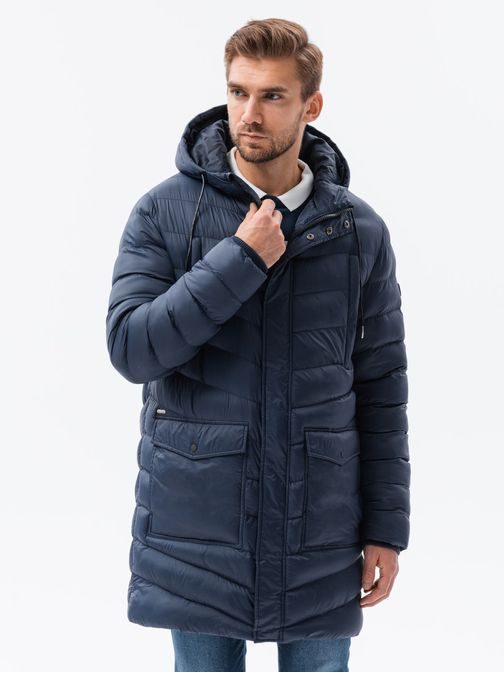 Kényelmes sötét kék téli kabát  C555