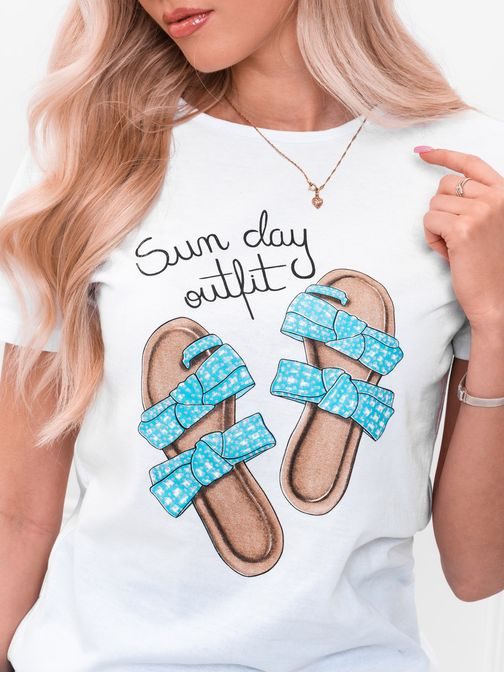 Divatos fehér női póló Sun day outfit SLR022