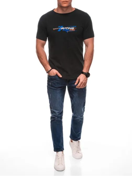 Fekete férfi póló felirattal S2031